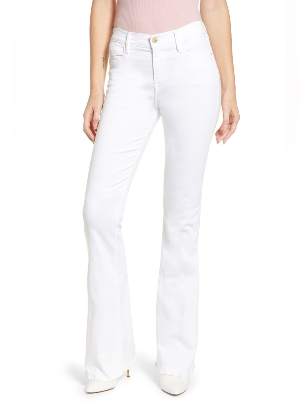Frame Women's Denim White Le High Flare White Jeans Size 24